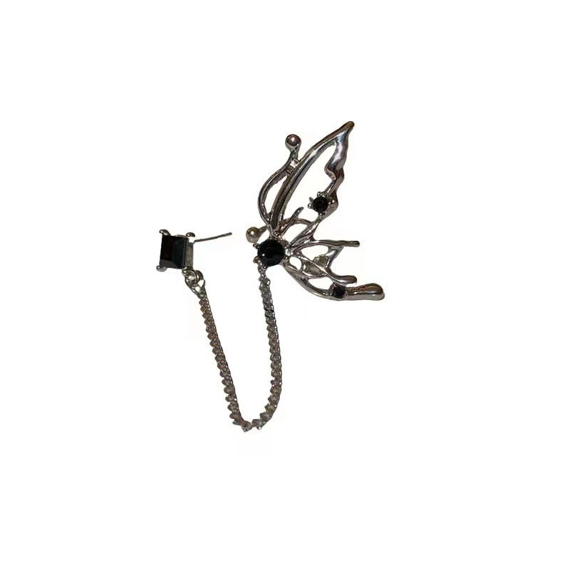 Pendientes de aleación de diamantes de mariposa líquida plateada al por mayor